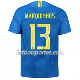Camisetas Brasil Marquinhos 13 Segunda Equipacion Mundial 2018